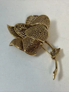 Vendome Gold Tone Floral 3.5” Brooch - Picture 1 of 5