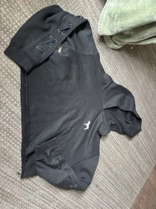 Victoria's Secret PINK Hoodie Women's M Black Cropped Logo - Picture 1 of 4