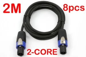 8x 2 Metre Pro PA 2 Core Male Speakon OFC Speaker Link Lead Cable Cord 2M MaxAV - Picture 1 of 3
