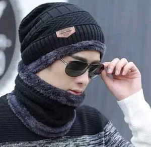 Herren Winter Beanie Mütze und Schal Set warm Fleece Strickmütze Unisex UK Verkäufer - Bild 1 von 10