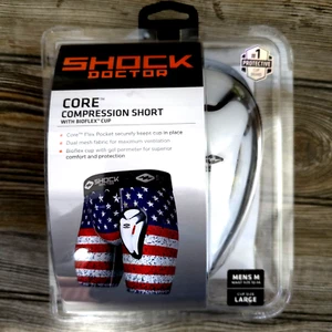 Shock Doctor Adult Compression Short w/Bio-Flex Protective Cup American Flag - Picture 1 of 4