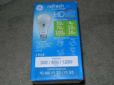 new GE refresh 3 Way 30/70/100W Equivalent A21 LED daylight bulbs day light hd - Image 1 of 4