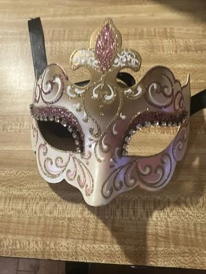 Venetian Masquerade Mask Italy Victorian Style Handpainted 2017 Bling Eyes - Image 1 of 4