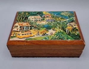 Vtg 1987 ANNABELLA Jamica Bay Eve Foster CHEST BOX Trinket Wood Jewelry - Picture 1 of 10