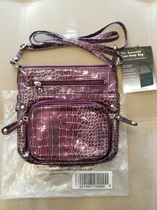 The Essential Crossbody Bag Purple Croco Embossed Material NEW - Picture 1 of 11