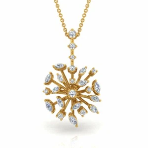 Collar colgante Starburst de diamantes CVD cultivados en laboratorio de oro macizo amarillo de 14 k 1,15 quilates - Imagen 1 de 7