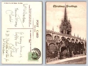 Church of St Mary the Virgin, Oxford - Christmas Greeting - Pub. Frith, c.1905 - Picture 1 of 1