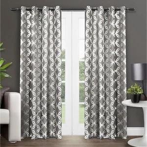 Exclusive Home Curtains Exclusive Home Modo Metallic Geometric Grommet Top Cu... - Picture 1 of 9