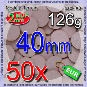 50x 40mm Round Base 2mm MDF Socle Circular War Hammer 40k Infinity Age Of Sigmar - Bild 1 von 9