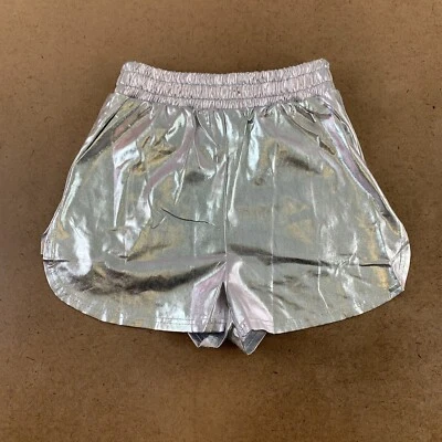 Pantalones Cortos PESION Para Mujer Talla Pequeña Plateados Metálicos Tiro Alto Bolsillos Nuevos Foto 1 de 4