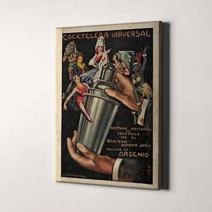 French Cocktail Vintage Advertising Drinks Bar Decor Ads Canvas Wall Art Print - Picture 1 of 6