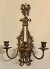 Pair 18” Glo-Mar Brass Phoenix 3 Arm Bow Tie Candle Wall Sconces Vintage