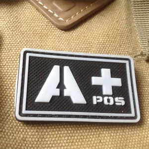 A+ POS USA ARMY BLOOD GROUP BLOOD TYPE BADGE RUBBER PVC HOOK PATCH - Picture 1 of 5