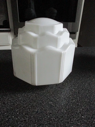 Antique 3 Tiered White Glass Art Deco SkyScraper Cone Pendant Light Lamp Shade Cover