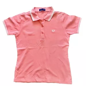 Vtg Retro Fred Perry 16 Polo Top Summer T-shirt Baby Pink White Rose Pastel - Picture 1 of 13