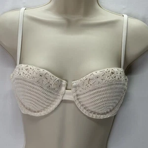 Top bikini all'uncinetto Shade & Shore 34C foderato avorio con ferretto imbottiture rimovibili nuovo - Foto 1 di 8