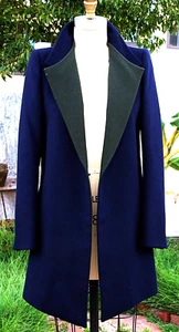 Blazer System para hombre azul oscuro y verde mezcla de lana S pico solapa abrigo forrado a medida - Imagen 1 de 10