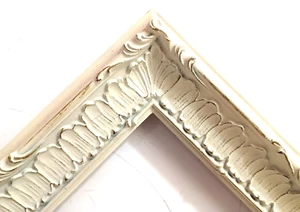 20 X 24 STD SIZE PICTURE FRAME ORNATELY EMBOSSED FRENCH WHITE WOOD SCOOP 2" WIDE - Picture 1 of 9