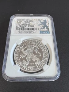 2017 Netherlands Lion Dollar 1oz Silver NGC PF 70 Ultra Cameo EARLY RELEASE - Picture 1 of 2
