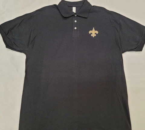 0730 NFL Team Apparel NEW ORLEANS SAINTS Football Polo Shirt BLACK New Cover