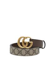 Pre Loved Gucci Coated Canvas Logo Belt with Peg-in-Hole Closure  -  Belts  -