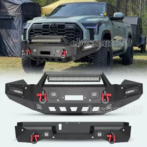 Front and Rear Bumper Guard W/Winch Plate&Lights Kit For 2022-2024 Toyota Tundra - Picture 1 of 21