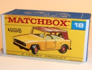 Matchbox Lesney  No 18 Field Car Jeep Scout Repro Empty box  F style - Picture 1 of 1