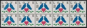 US 2441a Love Birds 25c pane 10 MNH 1990 - Picture 1 of 1