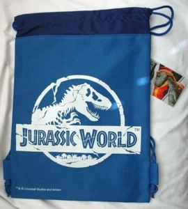 JURASSIC WORLD BLUE 14"X11" DRAWSTRING BAG BACKPACK TRAVEL STRING POUCH-NEW!  - Picture 1 of 2
