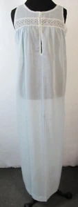 Bert Yelin for IRIS Baby Blue Slip Wear Lace Trim Maxi Nightgown Womens L NWT - Picture 1 of 7