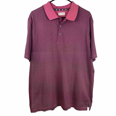 Ben Hogan  Golf polo Shirt Mens Sz XL  Pink Navy Striped Short Sleeve - Image 1 of 4