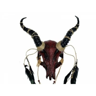 Horned Demonic Goat Skull Halloween Costume Masquerade Mask [Red] - Image 1 of 3