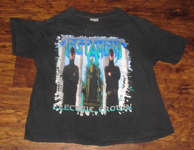 Testament 1992 电动皇冠 T 恤,在黑暗中发光图形旅游衬衫 — 第 1/4 张图片