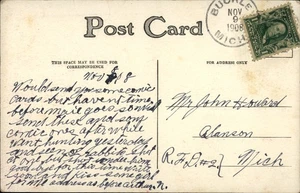 Buckley,MI Cancel 1908 Wexford County Michigan Postcard to Alanson - Picture 1 of 2
