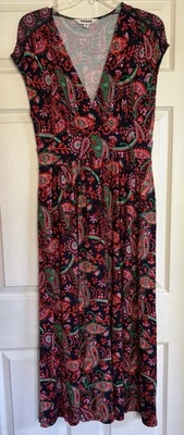 Boden Vanessa Faux Wrap Jersey Maxi Dress Floral V-Neck Colorful Pockets US Sz 8 - Image 1 of 4