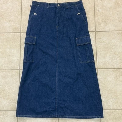 Maxi Falda De Colección Polo Ralph Lauren Mujer Talla 14 Y2K Larga Denim Carga Bolsillos abertura Foto 1 de 4