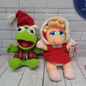 Weihnachten Baby Kermit der Frosch Baby Miss Piggy Vintage Stofftiere Plüschtiere 1987 - Bild 1 von 7