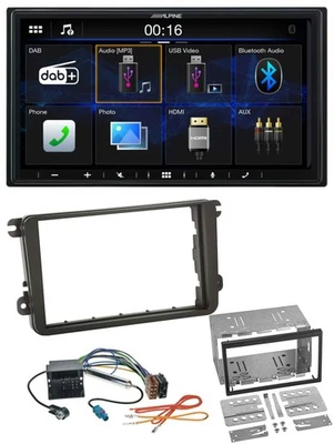 Alpine Bluetooth 2DIN MP3 DAB USB Autoradio für VW Caddy Golf 5 6 Jetta ab 2003 - Bild 1 von 4