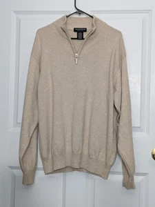 Suéter de Lujo XL Hathaway Platino Cachemira Seda 1/4 Cremallera Beige Hecho en Italia  - Imagen 1 de 4