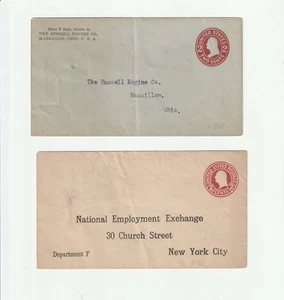 (2) EARLY 1900’s US OFFICIAL BUSINESS COVERS WITH EMBOSSED WASHINGTON 2C STAMPS - Picture 1 of 2