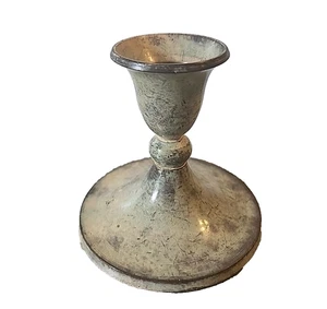 Distressed Looking Candle Stick Holder Light Green Metal Sophies Garden 3" - Picture 1 of 4