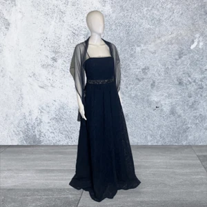Adrianna Papell Navy Spaghetti Strap Gown W Shall - Picture 1 of 11