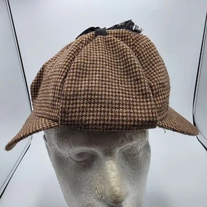 Vintage Dorfman Pacific Deerstalker Mens Brown XL Cap Detective Hat Casual - Picture 1 of 9