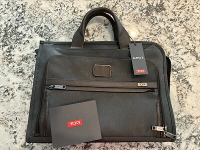 TUMI Alpha 3 Slim Deluxe Portfolio - Gray/Grey with Blue Accents **NEW w/ Tags** - Image 1 of 4