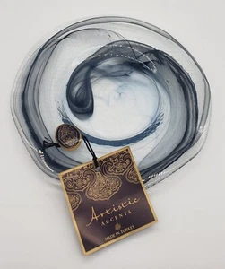 ARTISTIC ACCENTS Blue/Gray Swirl Glass Salad Plate 8.5” Made in Turkey - NWT - Picture 1 of 11