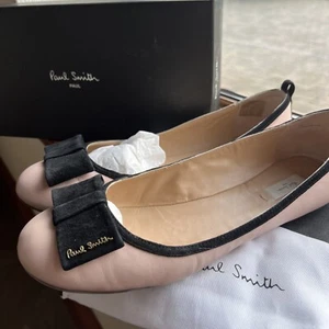 Paul Smith Bramble Dusty Pink Nappa Ballet Flats Black Bow EU 40 - Picture 1 of 7