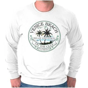 Relax Enjoy on the Gulf Venice Beach Florida Long Sleeve Tshirt for Men or Women - Picture 1 of 7