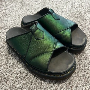 Rare VTG 90s Docs Dr Martens Chunky Green Metallic Slide Sandal England US 7 - Picture 1 of 9