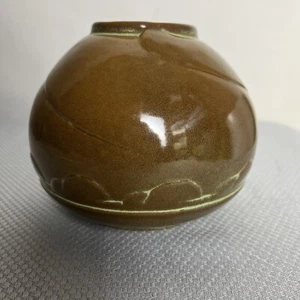 Frankoma Round Carved Jar #70 Prairie Green Ada Clay 1940-49 Stunning - Picture 1 of 7