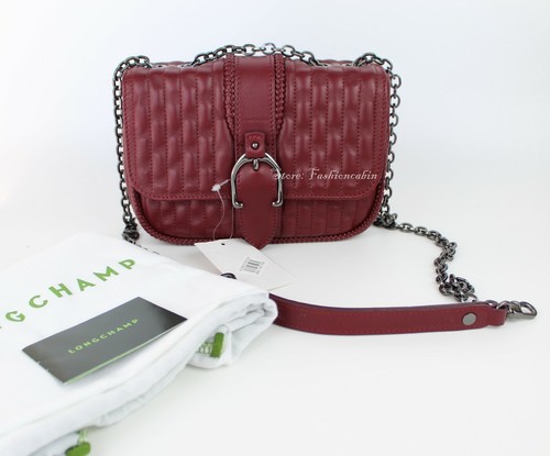 Borsa a tracolla in pelle Longchamp nuova con etichette bordeaux prezzo al pubblico consigliato $875